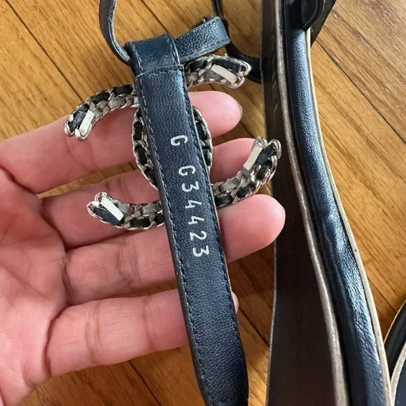 Chanel Black Sandals with Silver Logo - Picture 4 of 4